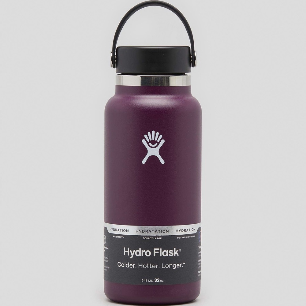 32oz wide mouth hydroflask in eggplant with bottle boot